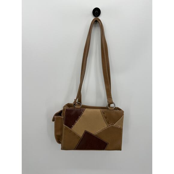 Unbranded Handbags - Y2K Vintage Small Shoulder‎ Purse Brown Patchwork Faux Leather Boho Artsy